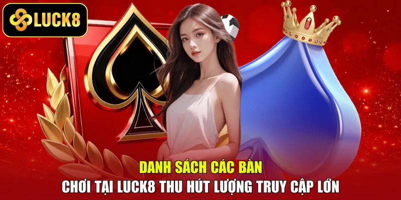 Danh sách các bàn chơi tại Luck8 thu hút lượng truy cập lớn